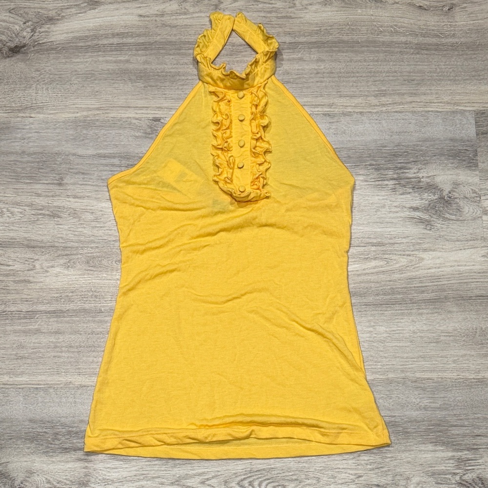 Women's Max Rave Yellow Ruffled Halter Top NWT